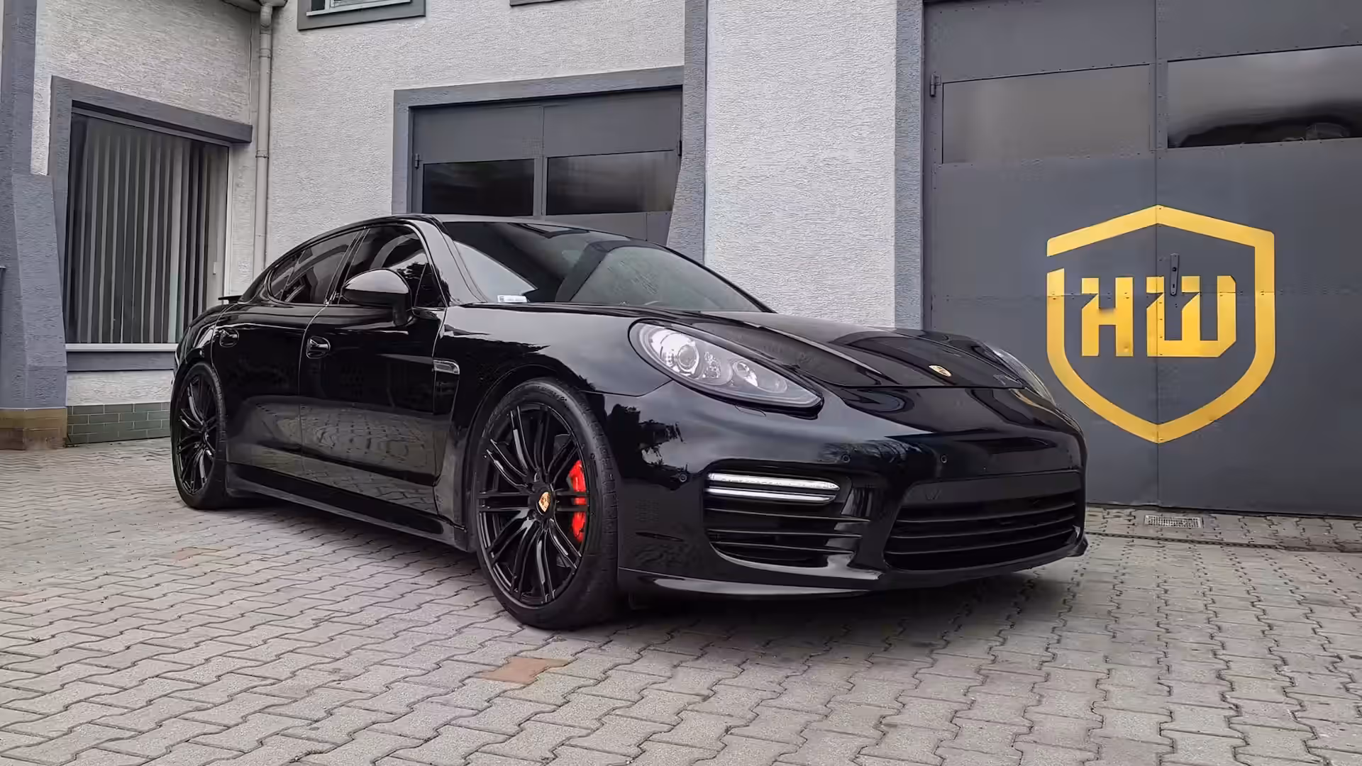 Luxury black car detailing